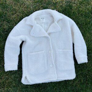 Garage White Fleece Comfy Oversized Boyfriend Jacket Size Xs/S